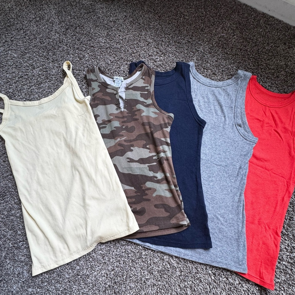 Cream and Brown Casual Tank Top